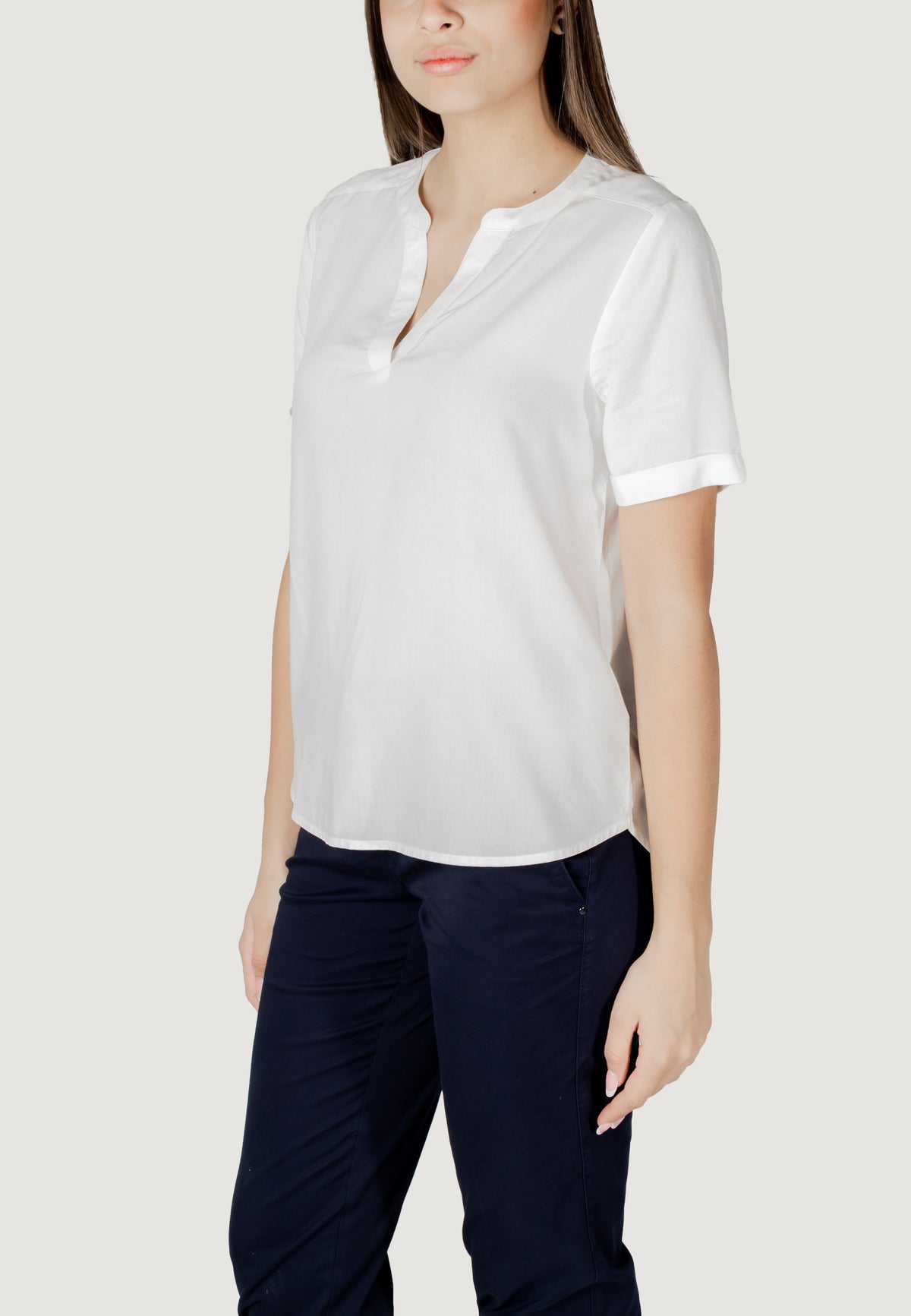 Blusa manica corta Street One QR Splitneck blouse w turn-up