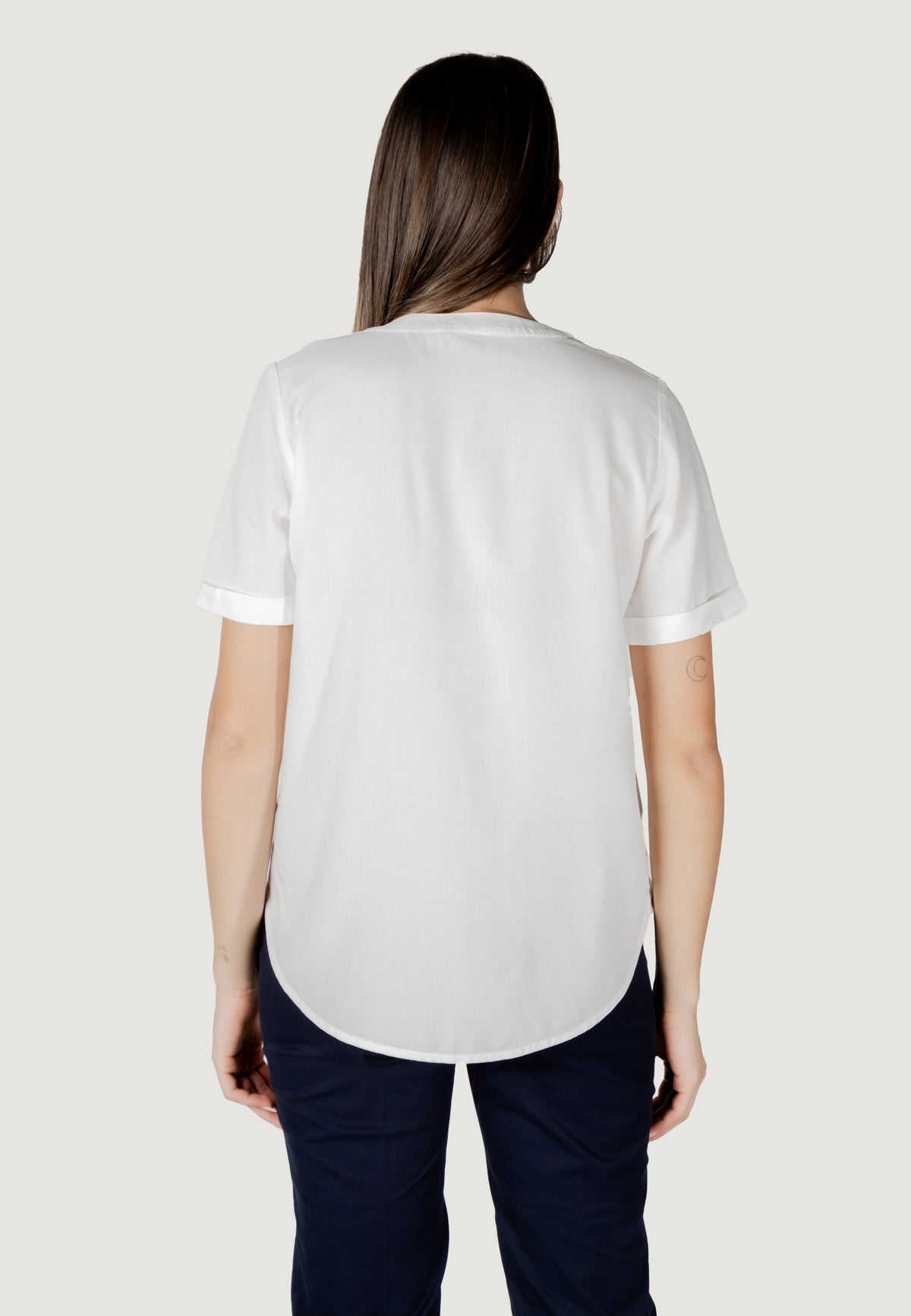 Short sleeves blouses Street One QR Splitneck blouse w turn-up