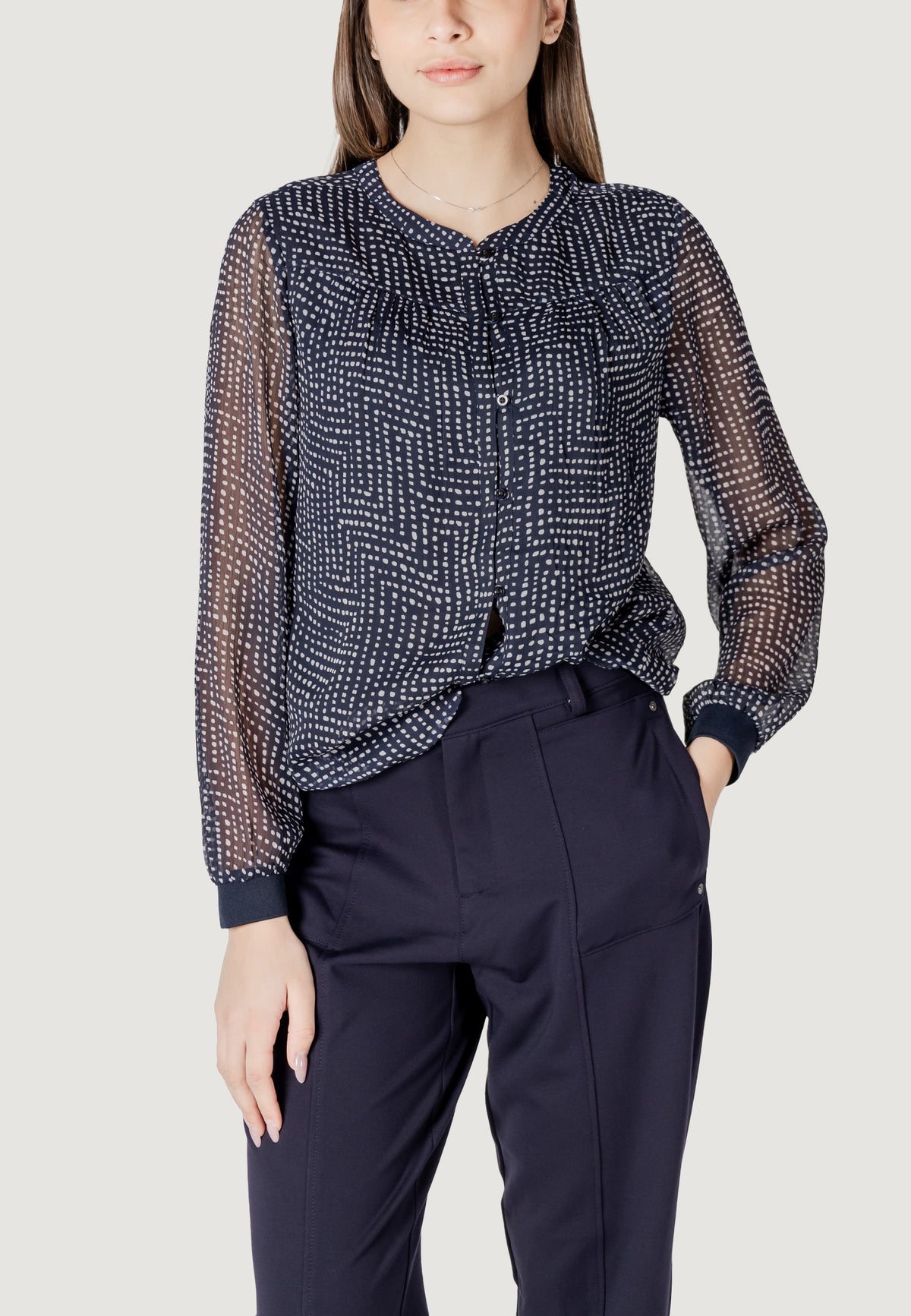Bluse manica lunga Street One Printed chiffon blouse w placket detail