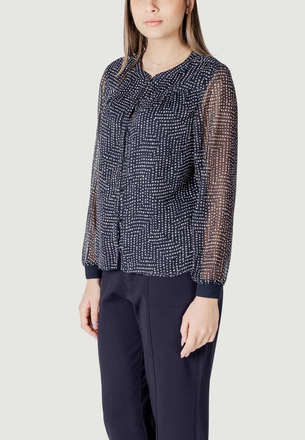 Bluse manica lunga Street One Printed chiffon blouse w placket detail