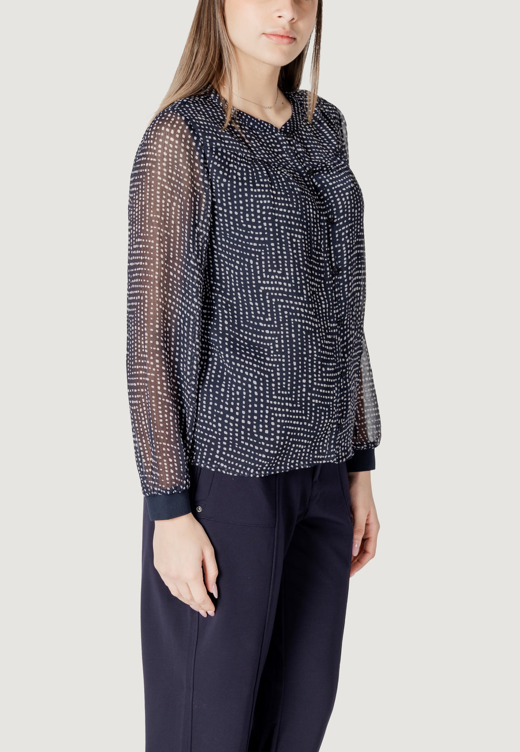 Bluse manica lunga Street One Printed chiffon blouse w placket detail