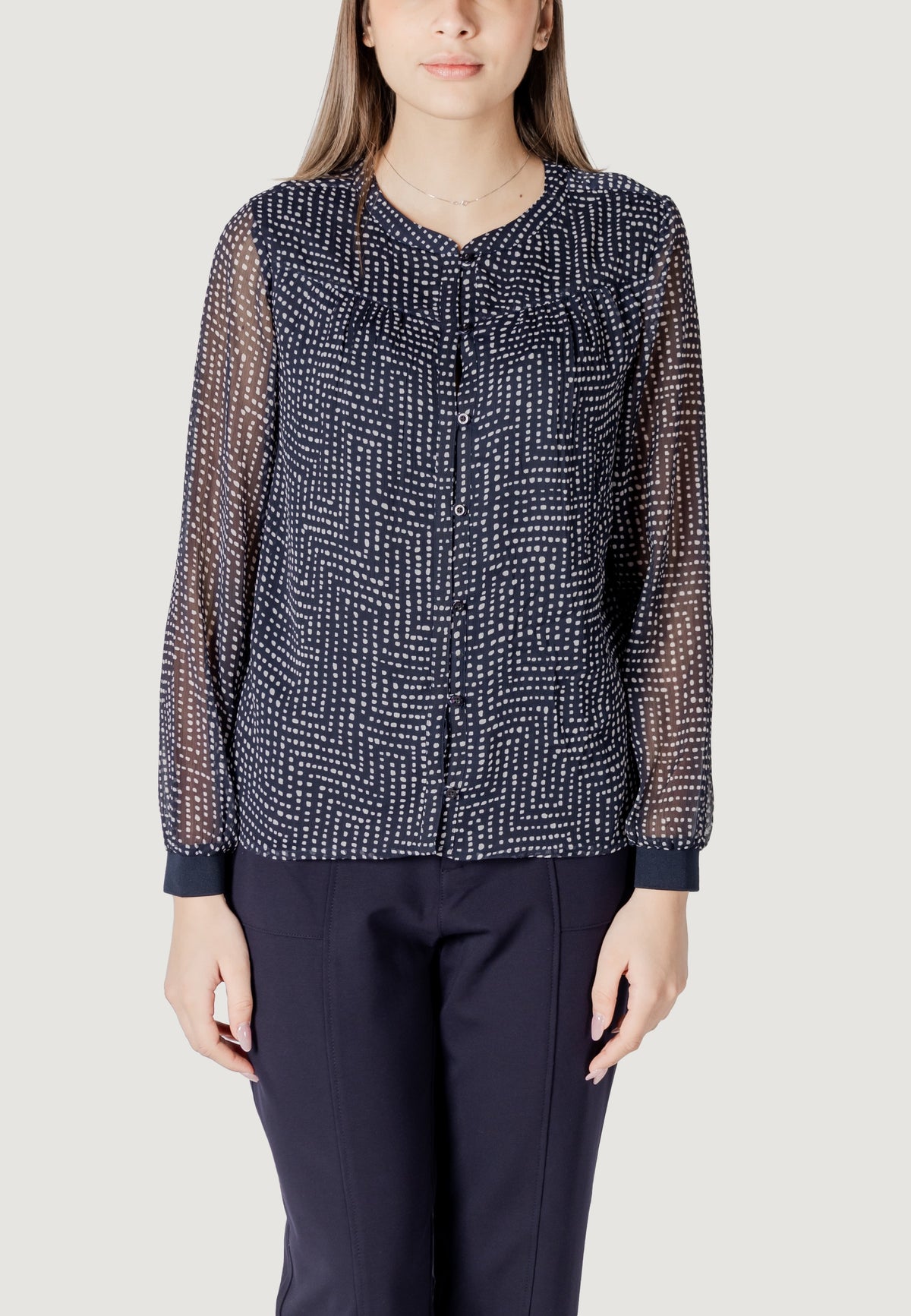 Bluse manica lunga Street One Printed chiffon blouse w placket detail