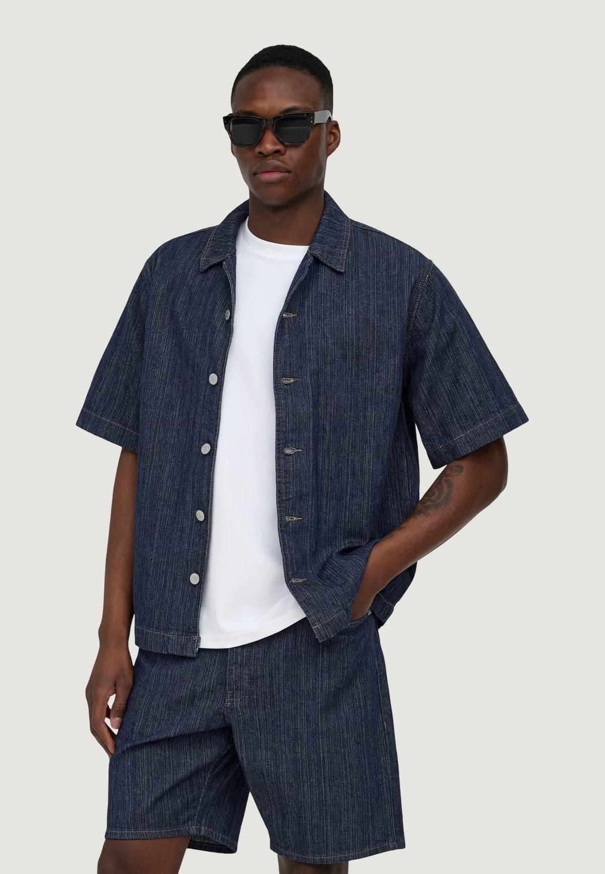Short sleeve shirt Only & Sons Onswayne S/S Db 7354 Azg Dnm Shirt