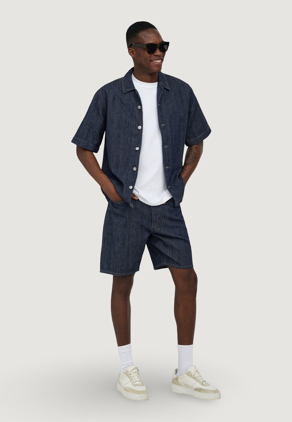 Short sleeve shirt Only & Sons Onswayne S/S Db 7354 Azg Dnm Shirt