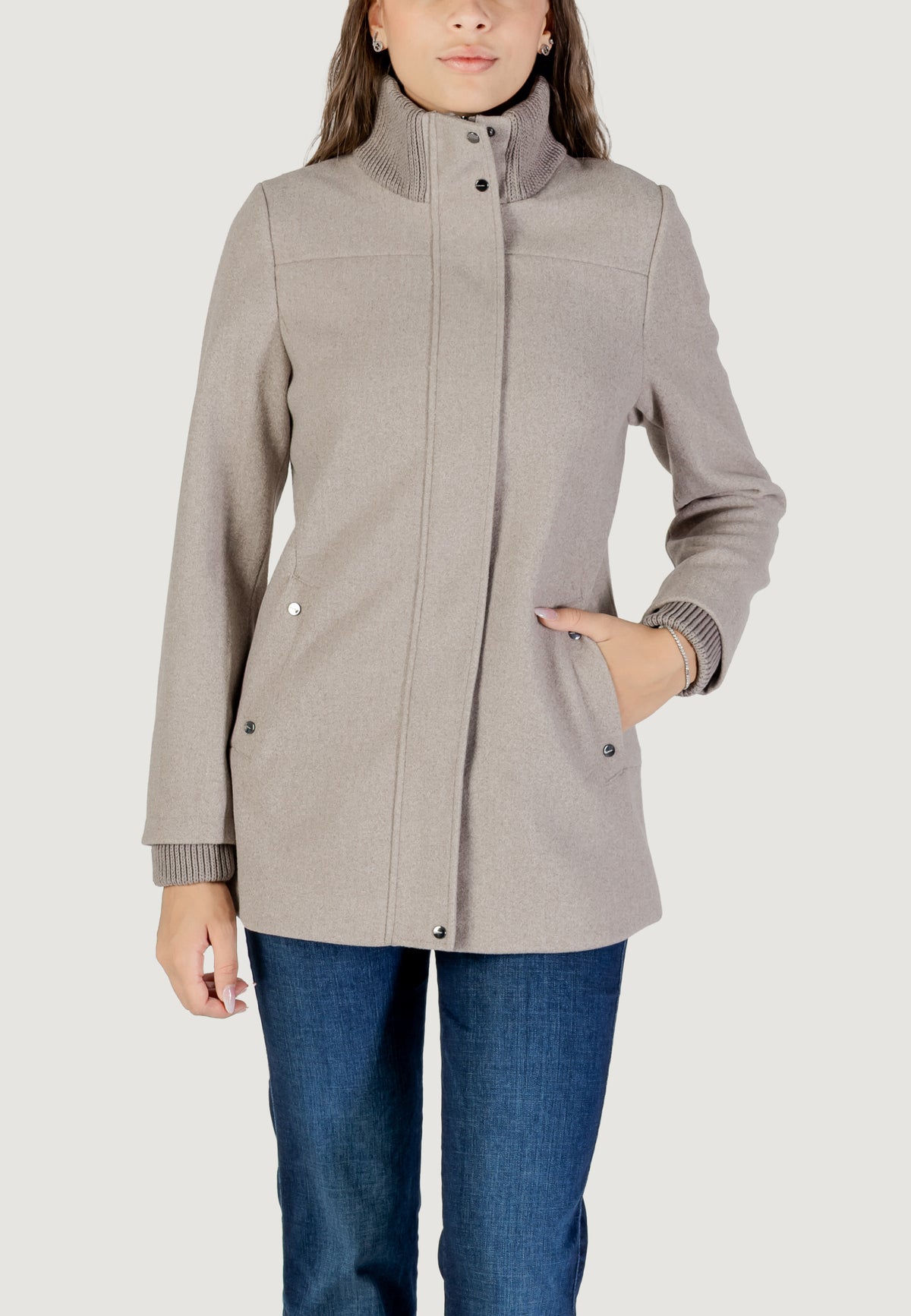 Cappotto Street One Short Coat W. Knit Details