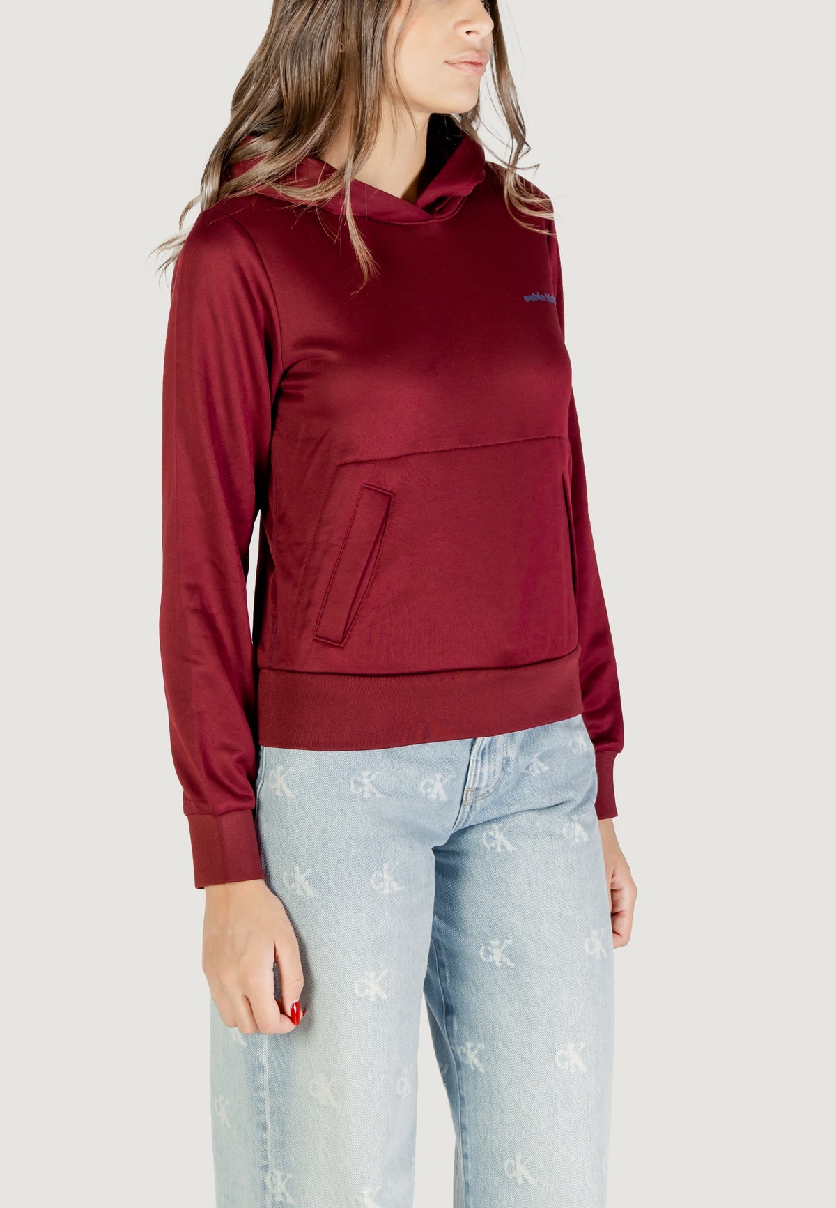 Felpa con cappuccio Calvin Klein LS HGH SHN FRNCH TRR