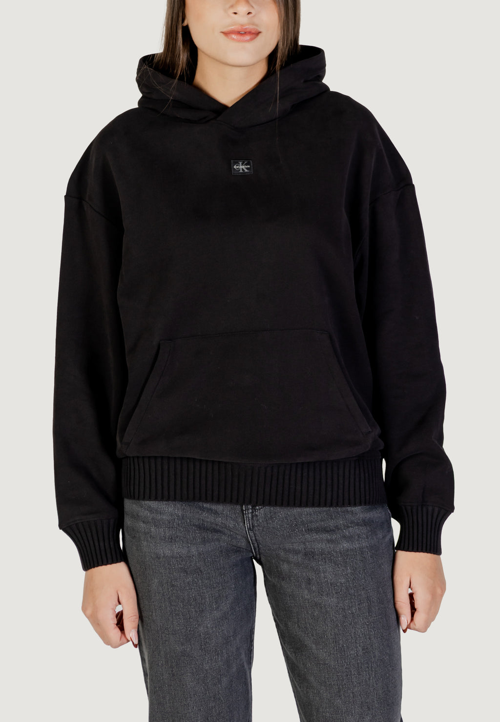 Felpa con cappuccio Calvin Klein Jeans WOVEN LABEL PEACHED