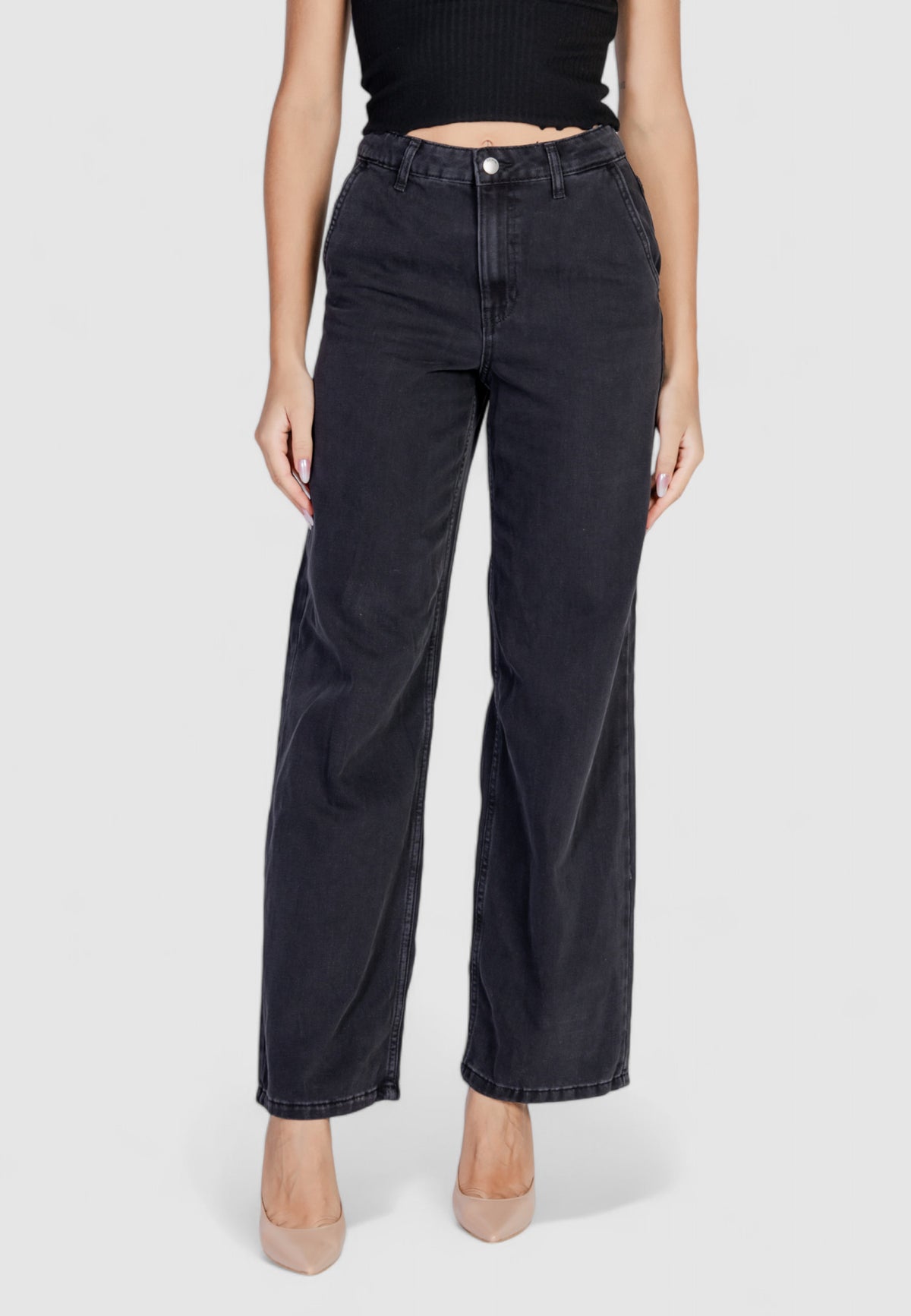 Jeans larghi Jacqueline de Yong Jdysansa Hw Straight Blk Dnm