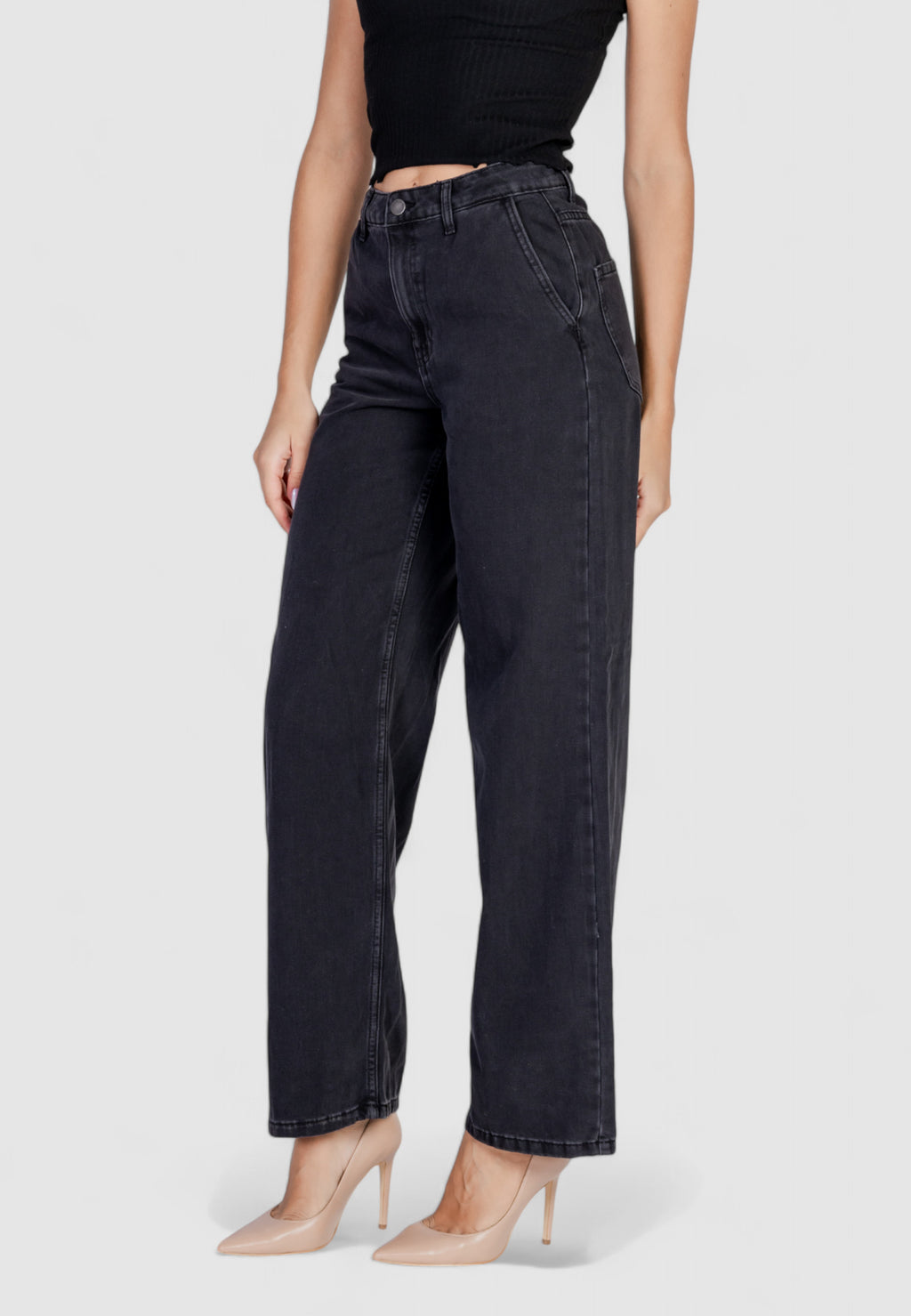 Jeans larghi Jacqueline de Yong Jdysansa Hw Straight Blk Dnm