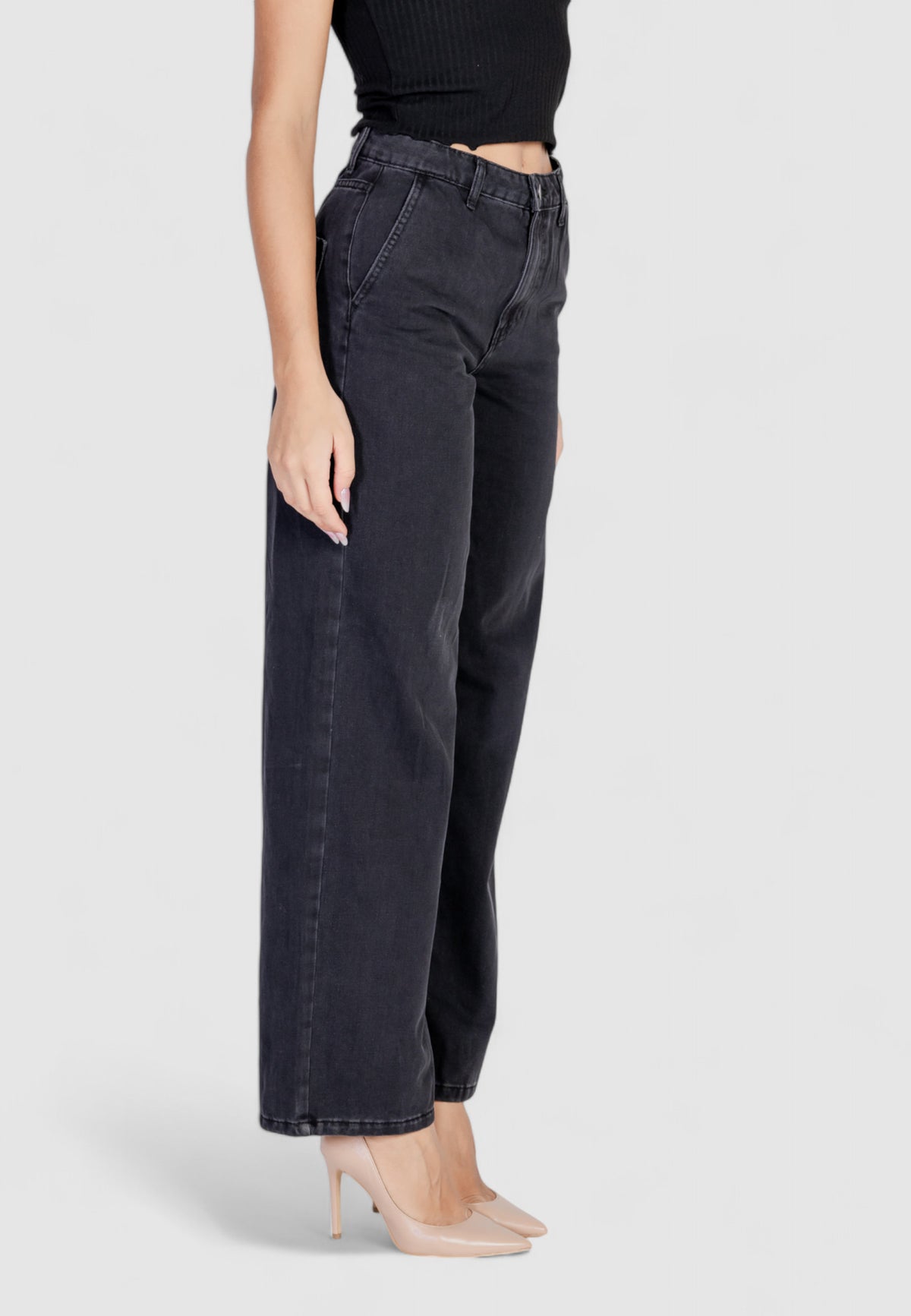 Jeans larghi Jacqueline de Yong Jdysansa Hw Straight Blk Dnm