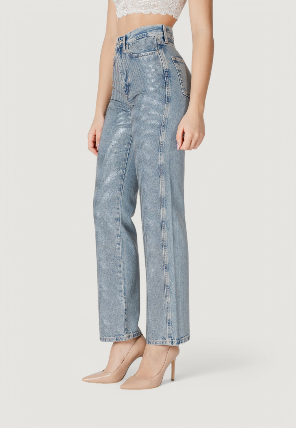 Jeans mom Only Onlhollywood-Riley Crys Hw S Red Dnm Cro