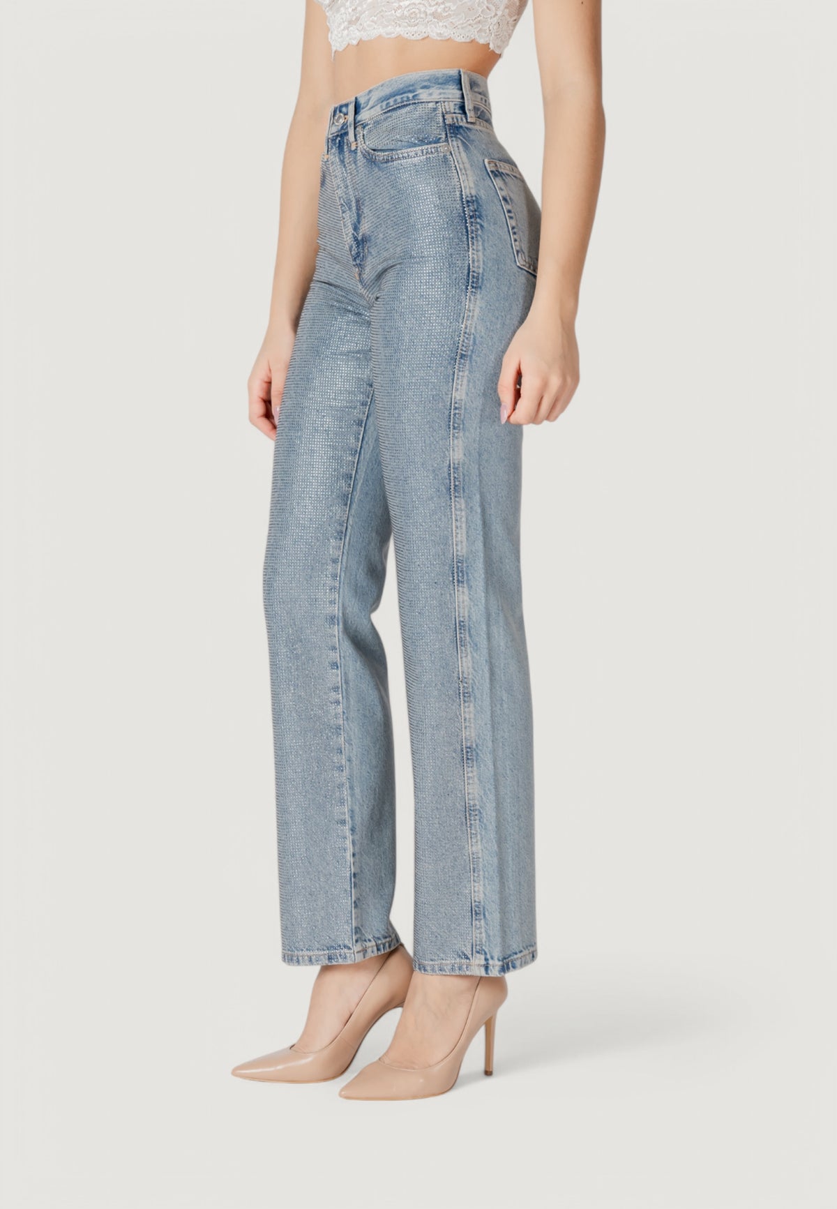 Jeans mom Only Onlhollywood-Riley Crys Hw S Red Dnm Cro
