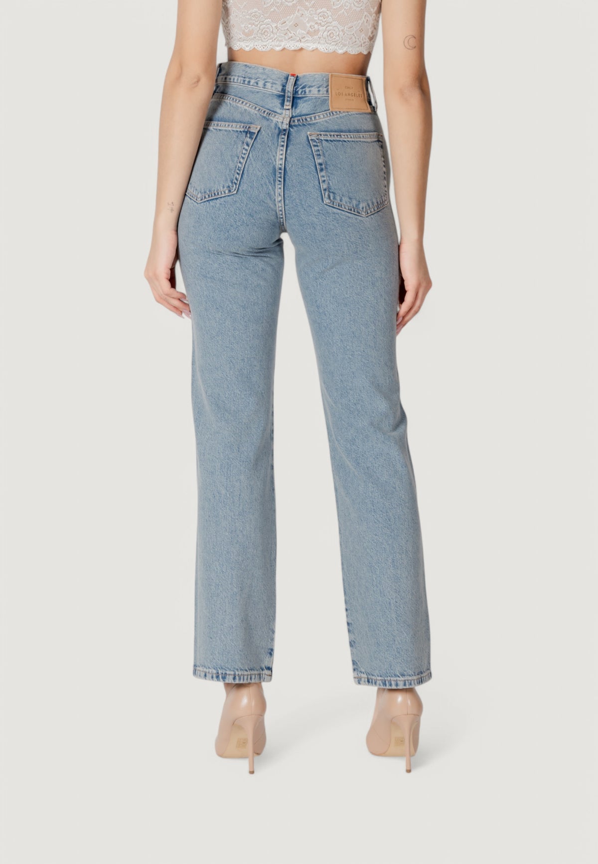 Jeans mom Only Onlhollywood-Riley Crys Hw S Red Dnm Cro