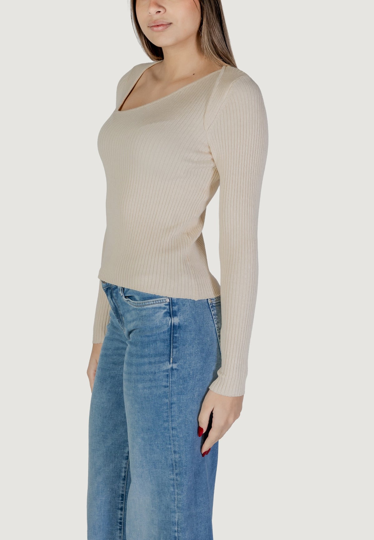 Maglia Vila Clothes VINELLY L/S NECK DETAIL KNIT TOP/PB