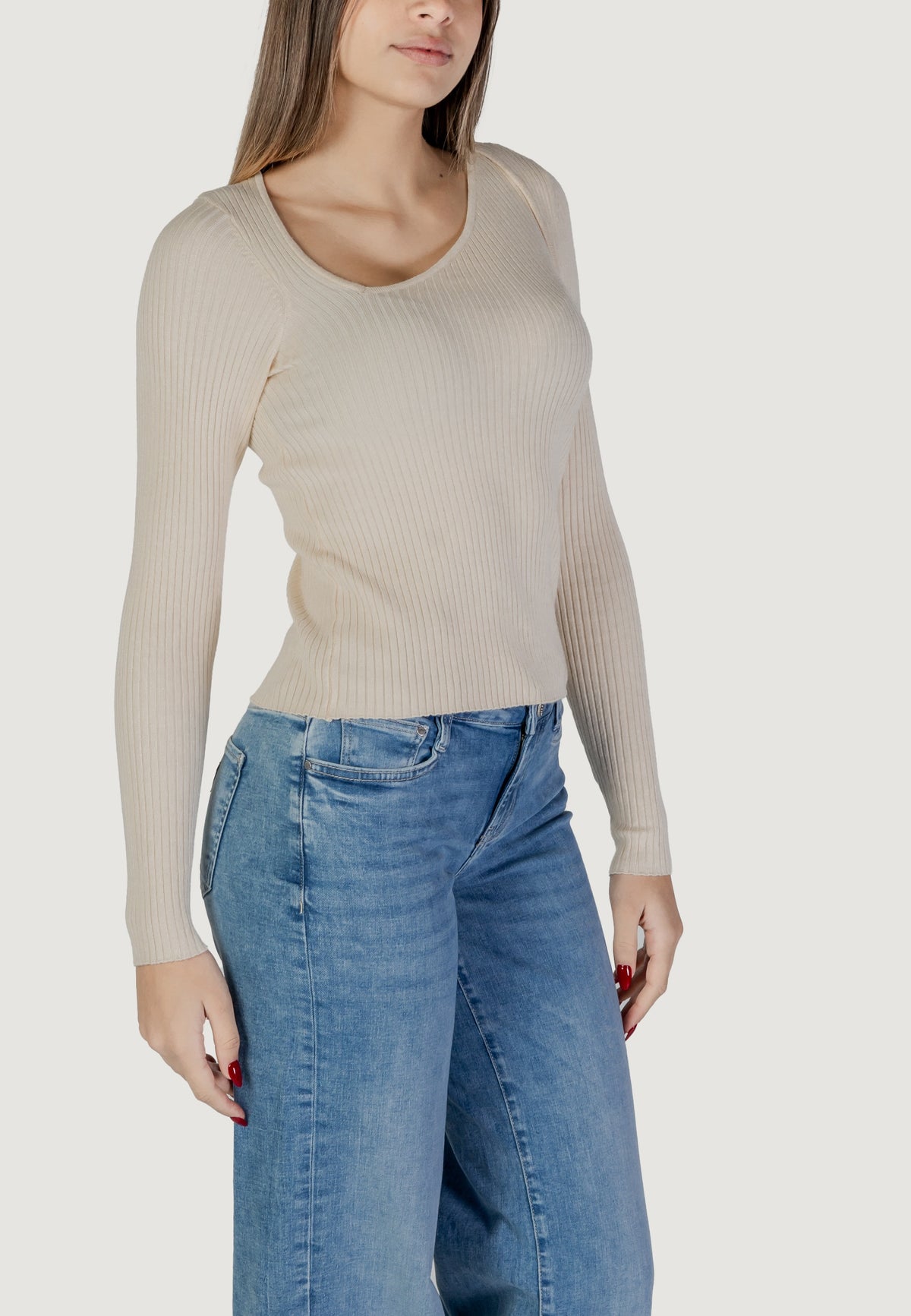 Maglia Vila Clothes VINELLY L/S NECK DETAIL KNIT TOP/PB