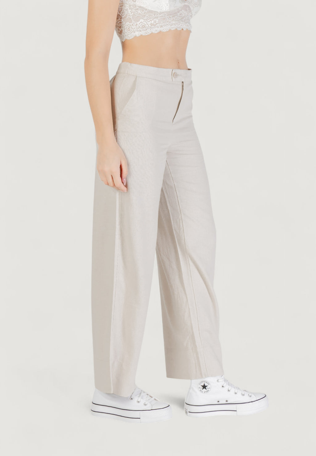 Pantaloni a palazzo Only ONLCARO HW LINEN BL WIDE PANT CC PNT