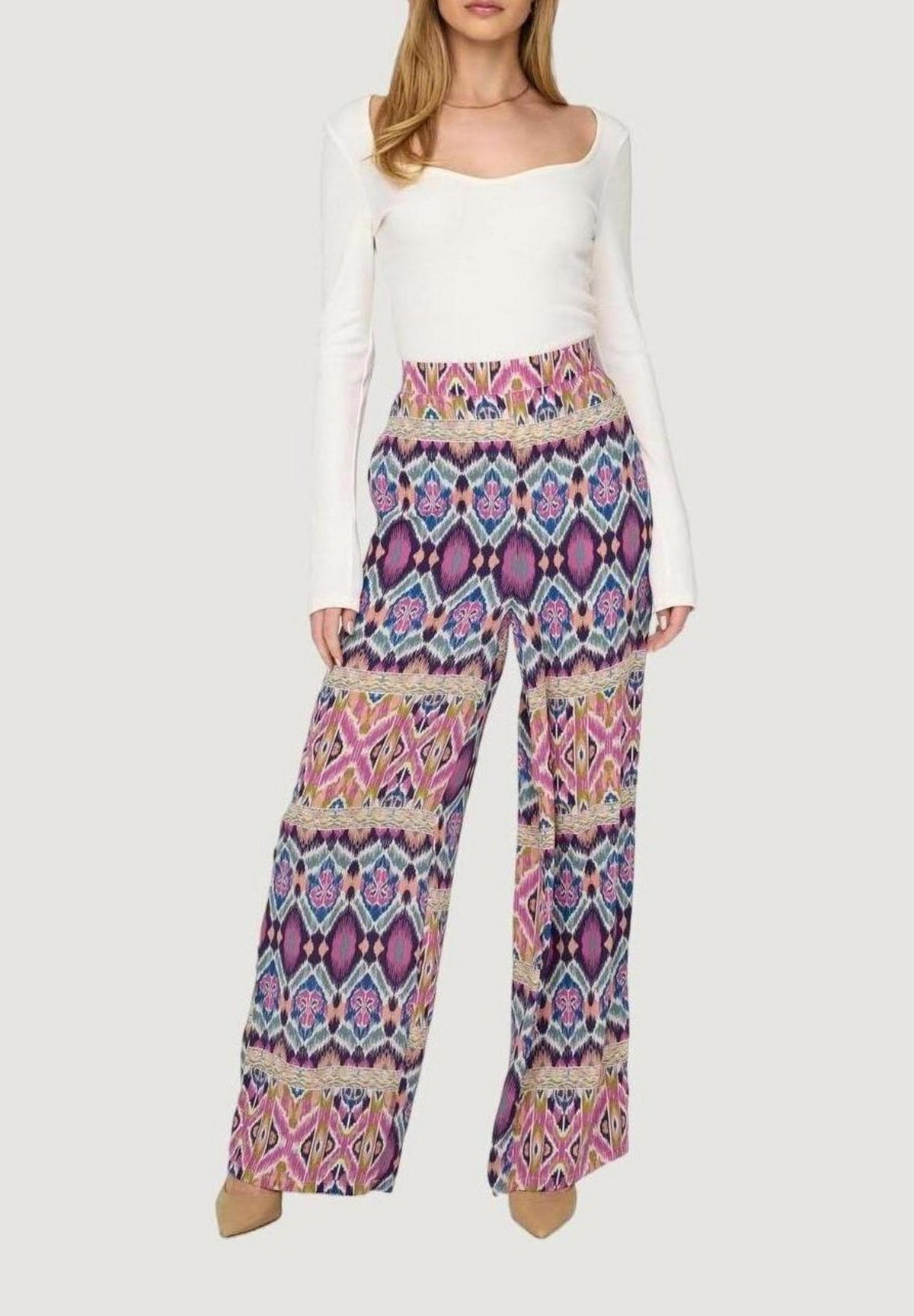 Pantaloni a palazzo Only ONLALMA LIFE POLY PALAZZO PANT AOP PTM