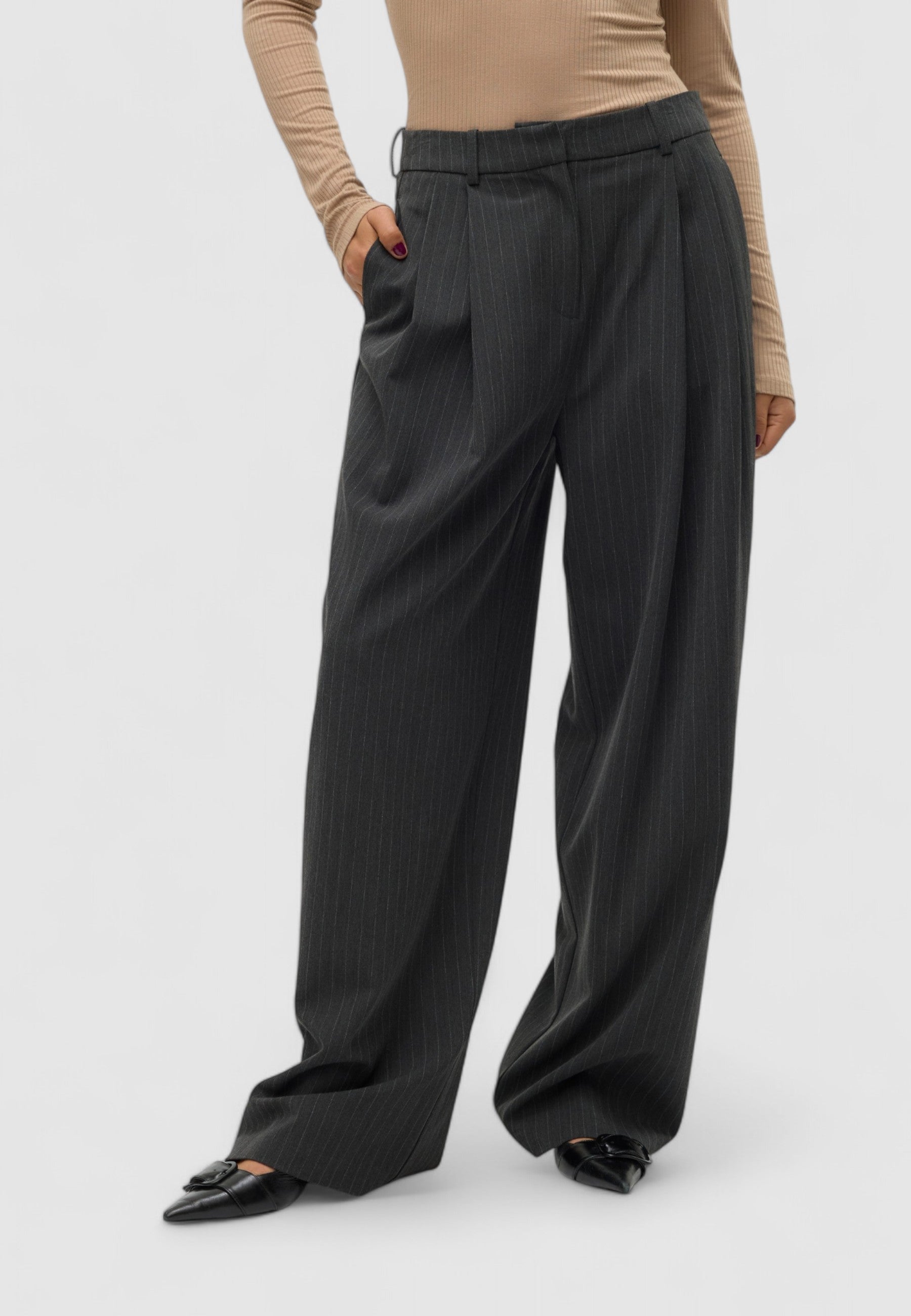 Pantaloni a palazzo Vero Moda VMSILJE MW WIDE PINSTRIPE PANTS