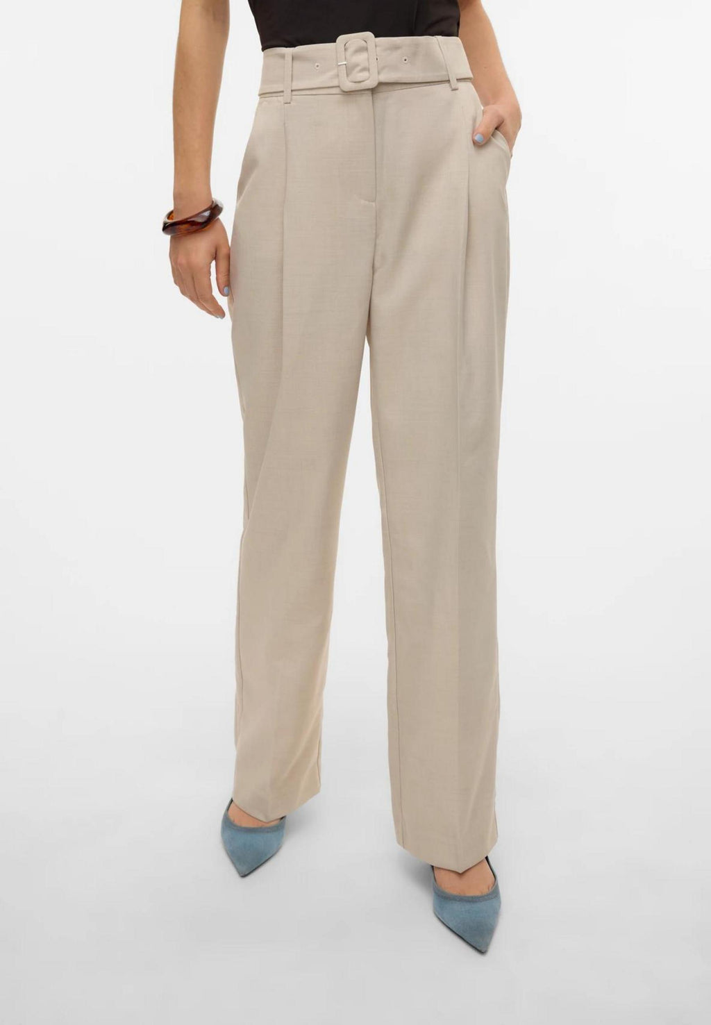 Pantaloni regular Vero Moda Vmnancy Hw Straight Belt