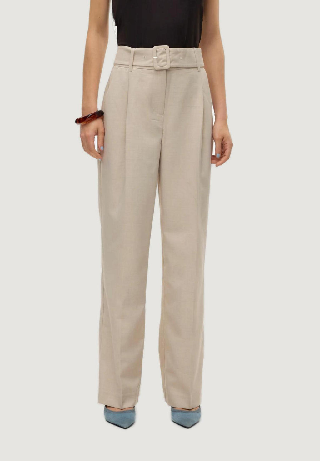 Pantaloni regular Vero Moda Vmnancy Hw Straight Belt