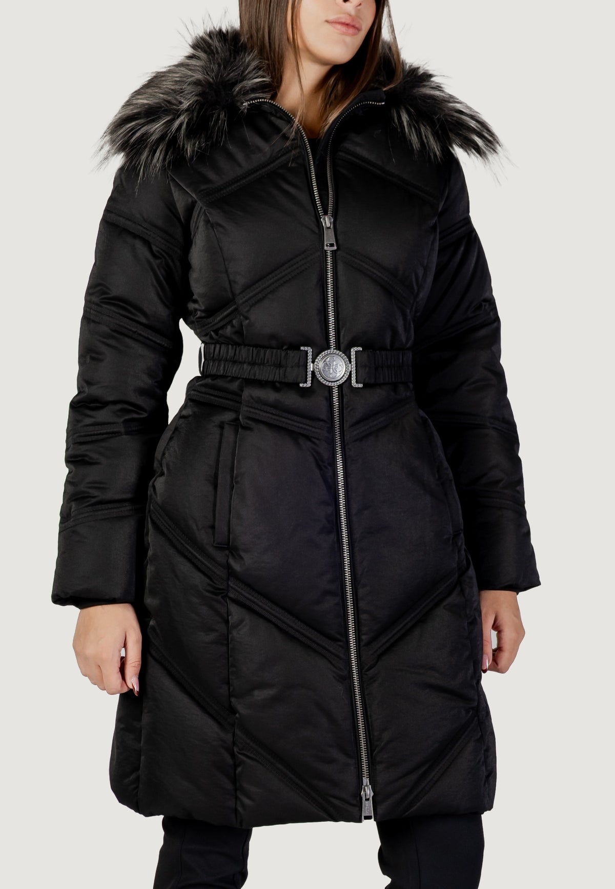 Piumino Guess ALIENOR LONG BELTED PUFFER