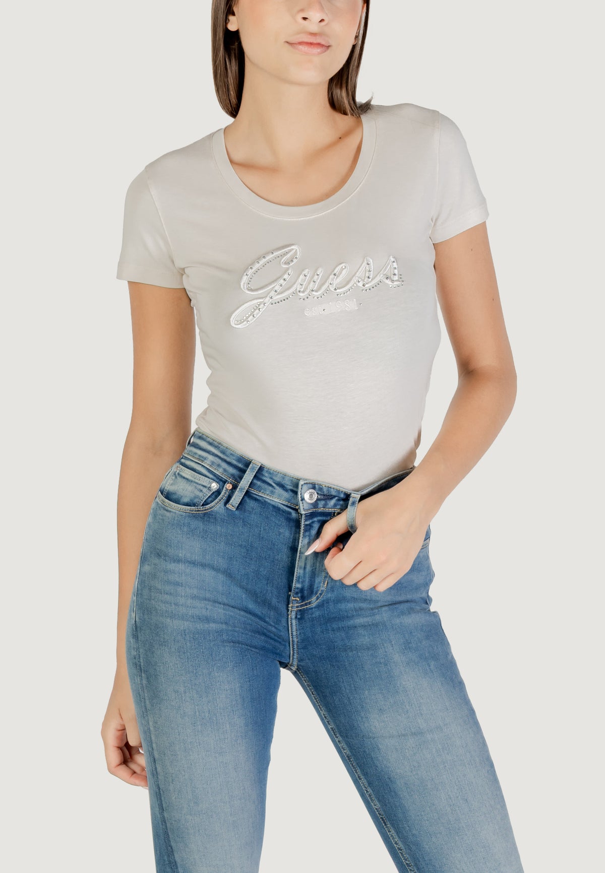 T-shirt Guess CN SS EMBRO SCRIPT LOGO TEE